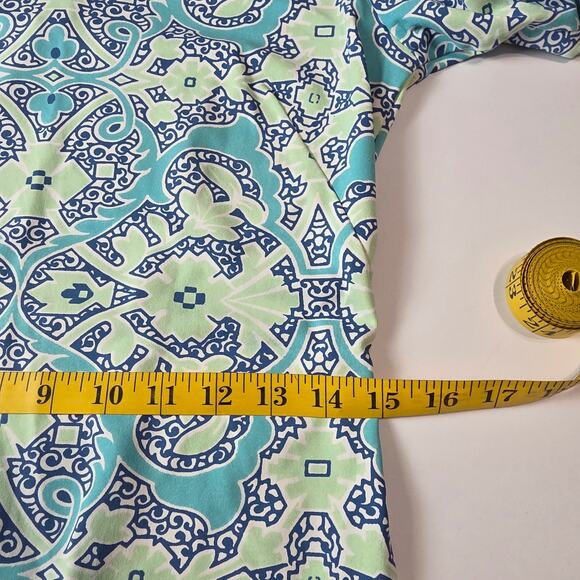 J.McLaughlin Dress Women XS Blue Green Paisley Long Sleeve Shift Knee Length - Picture 7 of 8